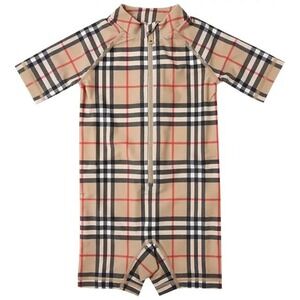 BURBERRY Infant's Sebastian Check Print Rashguard Swimsuit Size 18 Months NWT